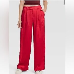 Satin wide leg red pant